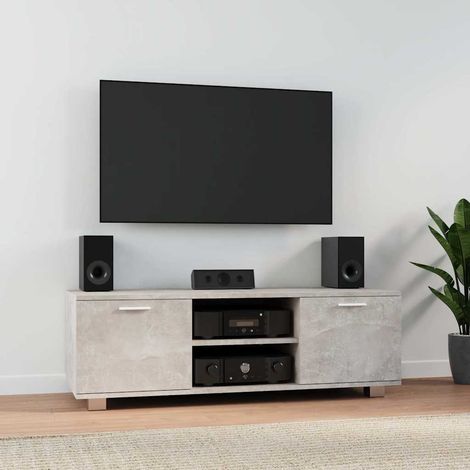vidaXL Meuble TV Gris béton 120x40,5x35 cm Bois d'ingénierie (1/5)