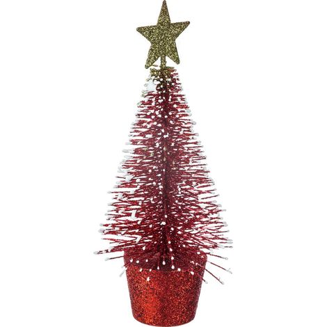 Déco de Noël Sapin de Table Rouge à Paillettes H 14 cm - Feeric Christmas (1/3)