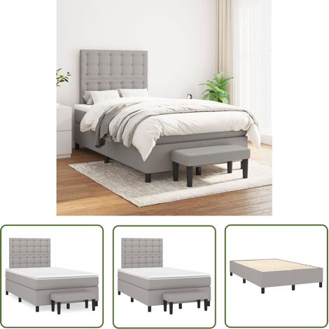 The Living Store Boxspringbett mit Matratze Hellgrau 120x200 cm Stoff - Boxspringbett - Doppelbett - Bettenrahmen - Matratze - Bettmatratze (1/5)