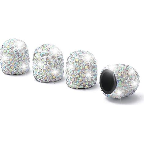 4 PCS Bouchons De Valve De Pneu, Diamant Cache-Poussière De Valve, Capuchons De Poussière De Voiture, Cristal Strass Voiture Pneu Valve Tige Capuchons, Voiture Accessoire Attrayant (AB) (1/5)