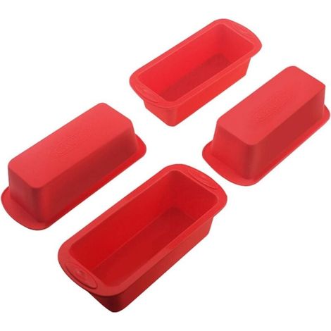 4Pcs Mini Moule à Cake Silicone, Pour Fabrication De Pain D'épices, Petits Gateaux, La Cuisson Du Pain (19.29.55.5) (1/4)