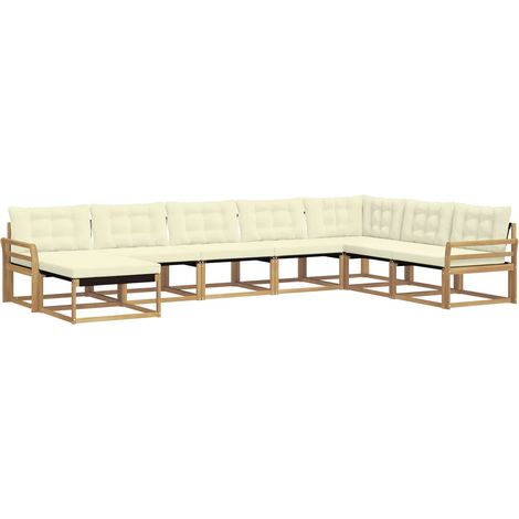 Conjunto de sofás de exterior con cojín 8 pcs Blanco y Crema vidaXL (1/5)