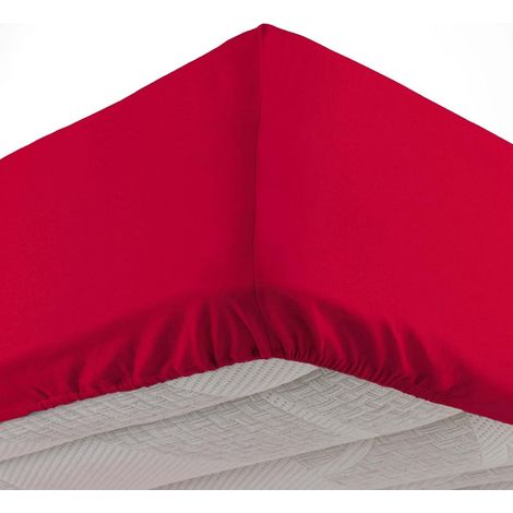 Drap housse 2 personnes 140 x 190 cm microfibre unie oscar Rouge