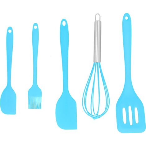 Lot de 5 Spatules en Silicone pour Cuisine DIY, Ustensile de Pâtisserie pour Décoration de Gâteaux à Domicile, Bleu