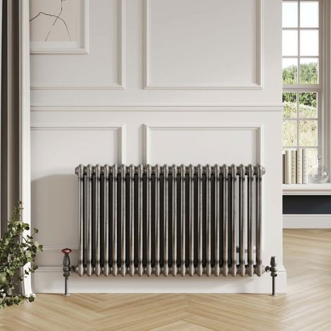 Orbit 2 Column Designer Horizontal Radiator 600mm H x 1010mm W - Raw Metal (1/3)