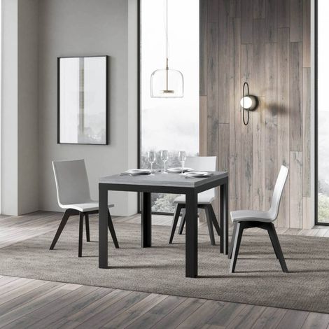 Tavolo apribile 90x90/180 cm Linea Libra Cemento telaio Antracite (1/4)