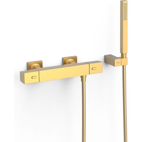 TRES 19016469OM OVER-WALL Grifo Termostático Mural Over-Wall Ducha Color Oro Mate 24K - ref: 19016469OM