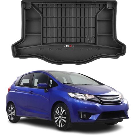 Tapis de Coffre 3D TPE Premium Compatible avec Honda Jazz 2013-2018 - Bac de Protection de Coffre Intérieur antidérapant Revêtement de Coffre Bords Hauts pour Voiture Noir