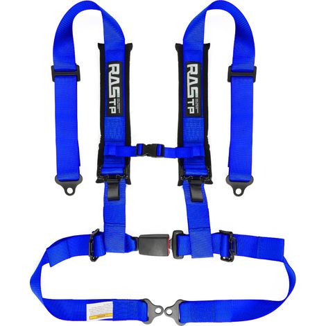 Car modification 2-inch four-point go-kart racing seat belt quick-release seat safety belt set - high strength polyester, four-point - blue (1/4)