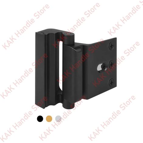 (Noir) Serrure de porte domestique renforcée, sécurisée et anti-effraction, avec une capacité de charge de 800 lb. (1/5)