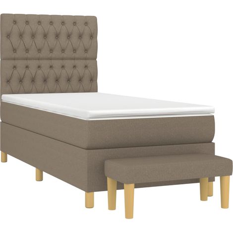Sommier à lattes de lit avec matelas Taupe 90x190 cm Tissu vidaXL (1/5)
