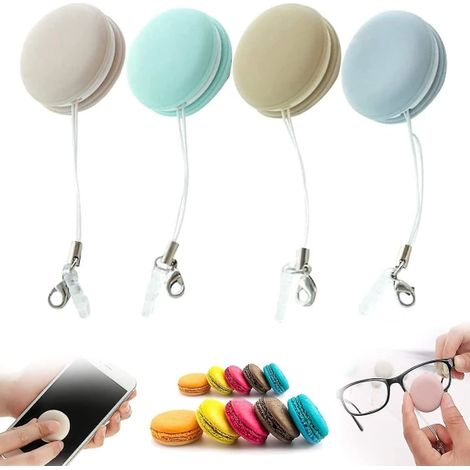 4st Mobil Nyckelring, Återanvändbar Macaron Form Mobiltelefon Screen Glas Cleaner (1/5)