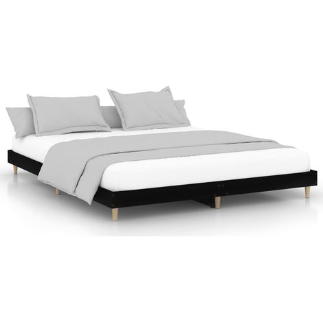 Lit double,Lit adulte,Cadre de lit sans matelas noir 200x200 cm bois d'ingénierie CFW6506951 (1/5)