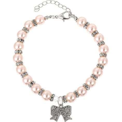 Collar para mascotas con lazo de aleación, collar de perlas a la moda para perros y gatos (1/5)