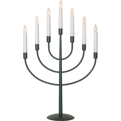 Star Trading Chandelier LED à sept branches 'Titus', métal, vert mat, H 59 cm (1/4)