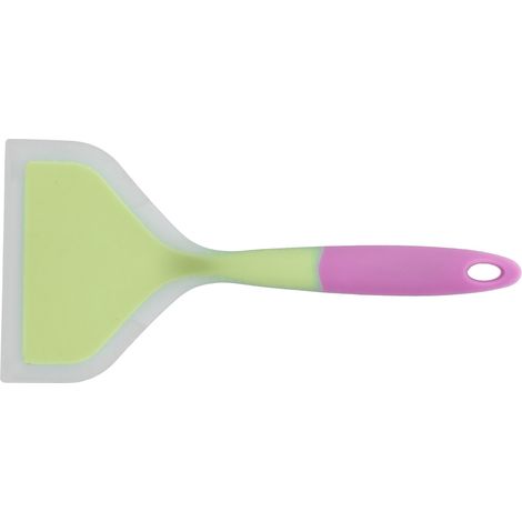 Kochspatel, transparent, zweifarbig, Silikon, breite Öffnung, Bratspatel, Pfannkuchenspatel, Pfannenwender für die heimische Küche (grüner Spatelkopf) (1/5)