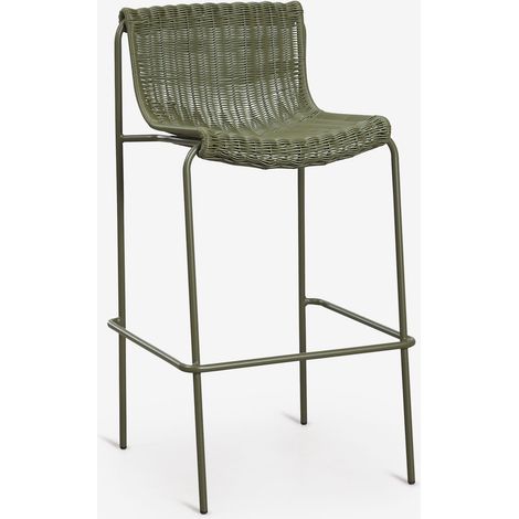 Pack di 2 sgabelli alti da giardino in rattan sintetico e acciaio Revia SKLUM