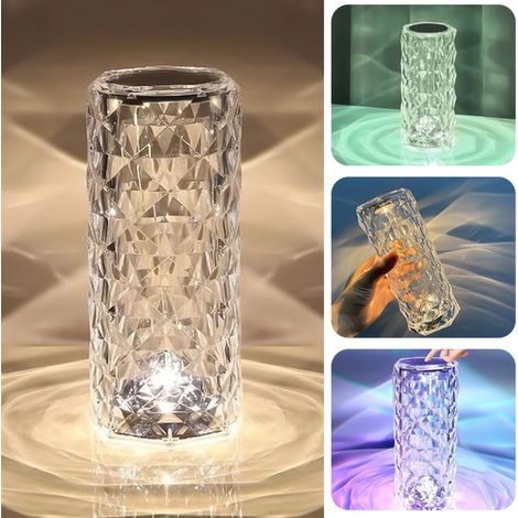 Lampe de table en cristal rose, éclairage d'ambiance créatif pour la chambre, rechargeable, 16 couleurs de lumière douce, lampe tendance en ligne, style pétale romantique (1/5)