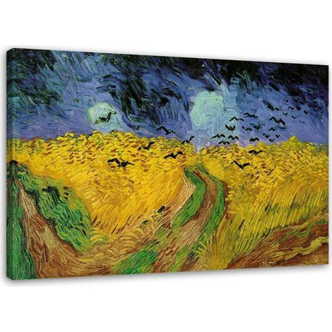 Stampa su tela, Campo di grano con corvi - Riproduzione di V. van Gogh - 100x70 (1/4)