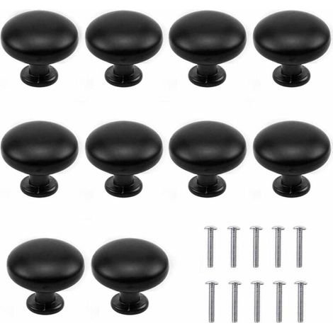 Noir - 10 pcs poignées de tiroir, noir mat, poignées de meuble, poignées de tiroir, poignées d'armoire, ensemble de poignées de tiroir, poignées de meuble avec dôme, poignées 30mm (1/5)