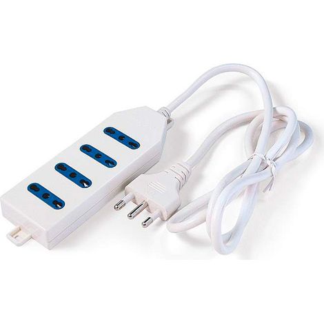 Multipresa Elettrocanali bianca spina 16 a + 4 prese bipasso 10 / 16 a cavo 1,5 mt