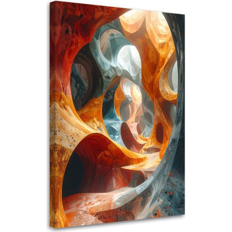 Tableau Moderne, Structure rocheuse organique abstraite dans les tons orange et gris,20x30 (1/4)