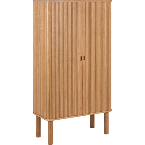 Langley Vitrinenschrank 2 Schiebetüren Eiche dekor.