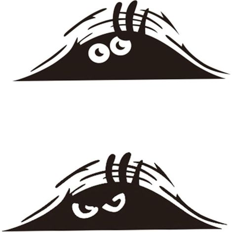 CCYKXA  Stück lustige Cartoon-Monster-Vinylaufkleber, Monster-Autoaufkleber mit gruseligen Augen, Elfenaufkleber, wasserfest, lächelnd und wütend, schwarze Aufkleber (Schwarz)