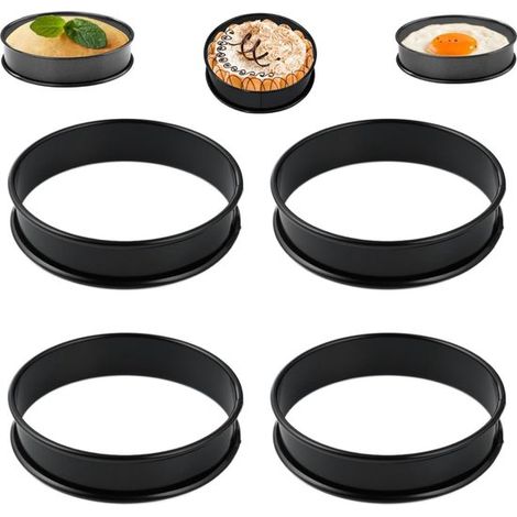 Schwarzer 4-teiliger 10,2 cm Antihaft-Eiermuffinring aus Edelstahl (1/5)