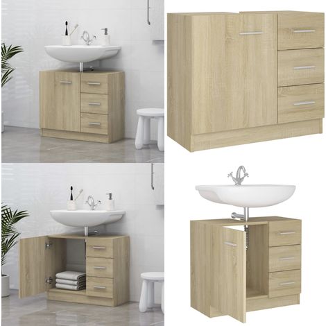 Armoire d'évier Chêne sonoma 63x30x54 cm Bois d'ingénierie - Rangement salle de bain - Armoire bois