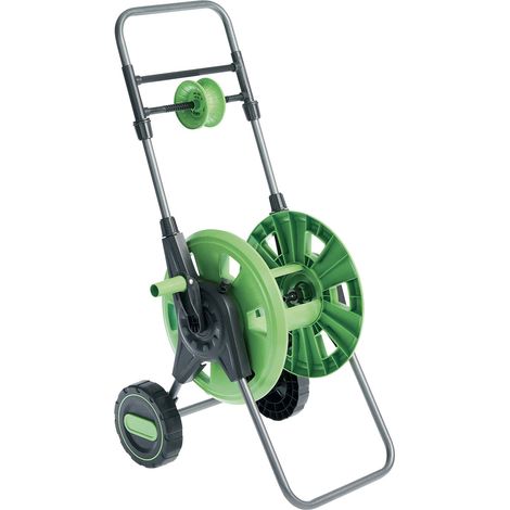 Carrello Avvolgitubo Manuale 25x50x40 cm con 2 Raccordi per Attacchi Tubo Verdemax Verde