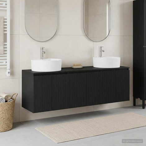 vidaXL Juego de Muebles de Baño 3 uds. Negro 161,5 x 44,5 x 82 cm (1/5)