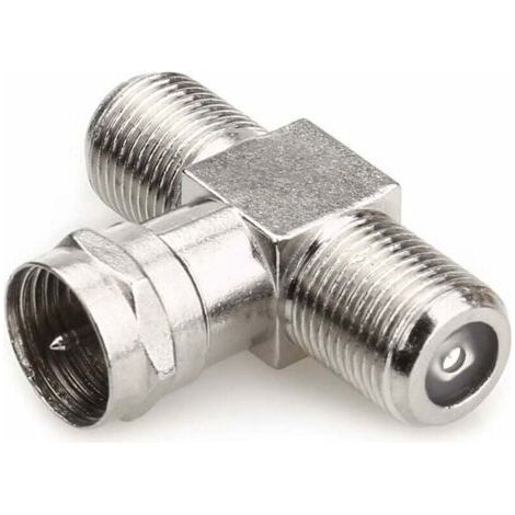 Type Male to 2 Female 3 Way Coaxial Cable Splitter Connector Adapter, f connectors satellite indoor TV antenna cable connectors -2Pack (1/4)