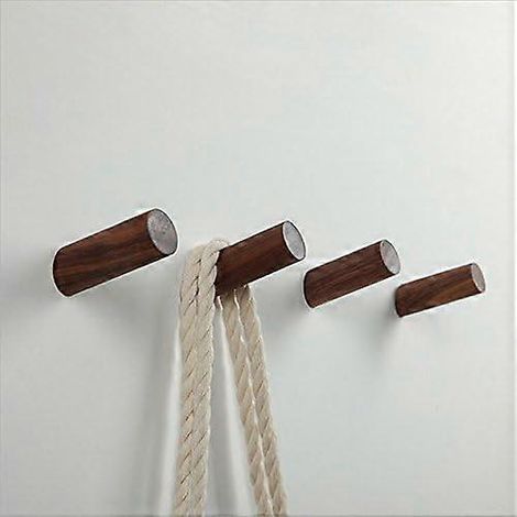 Wandhaken aus Holz für Kleider, Hüte, Taschen, Dekoration für die Haustür - 4 Stück (Walnussbraun, 8 cm) (1/5)