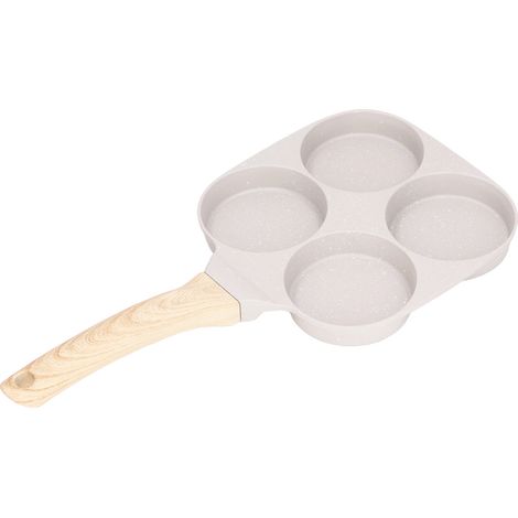Poêle à œufs antiadhésive à fond plat en alliage d'aluminium, compatible avec les plaques à induction et les cuisinières à gaz, 4 tasses