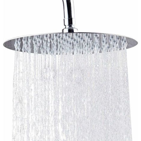 Pomme de Douche,10 Pouces Pommeau Douche Rond en Acier Inoxydable 304,25 cm Ultra-Mince Haute Pression jet pluie Tête de Douche Douchette à Anti-calcaire,Chromé (1/5)