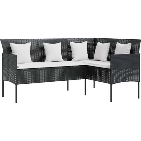 Maison Exclusive - Sofa in L-Form mit Kissen Poly Rattan Schwarz
