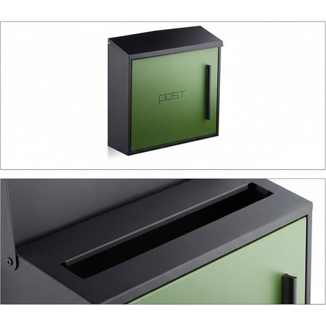 Buzón de pared moderno de acero bicolor diseño 35 cm negro verde 1300004712 (1/4)