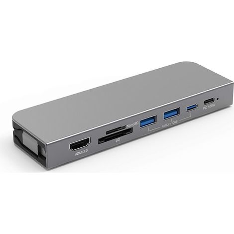 Blueendless 6-in-1 USB-C Hub: HDMI 2.0-kompatibel, 100 W PD, 1000 Mbit/s LAN, SD, USB 3.1 10 Gbit/s – 7-fach-Multiport-Adapter