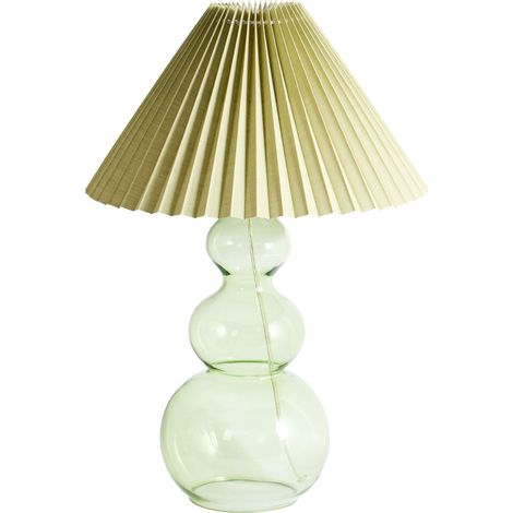 Lampada da tavolo decorativa Base in vetro Paralume a campana Tessuto verde Sengwa