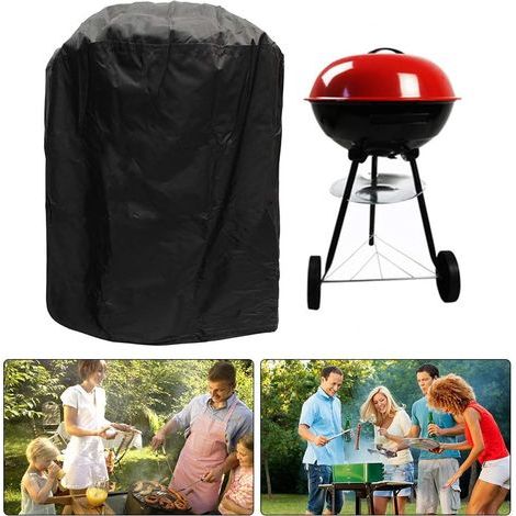 Runde Grillabdeckung, wasserdichte Anti-UV-Grillabdeckung mit Aufbewahrungstasche, 77 x 58 cm
