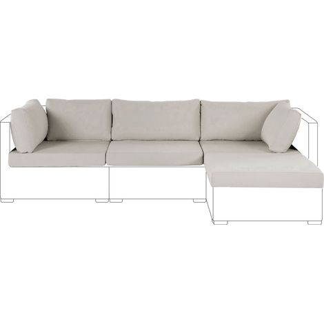 Conjunto de fundas para cojines de exterior de tela beige para asiento y respaldo Sano II (1/5)