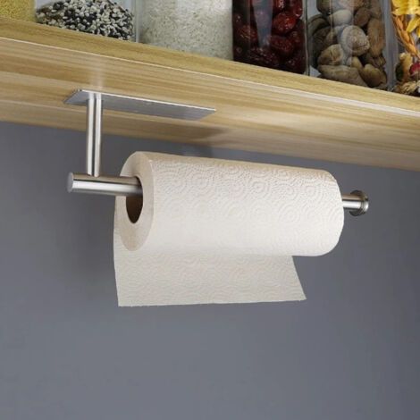SABIR Porte-papier en acier inoxydable 304, peu encombrant, décoratif, pratique, étanche, à suspendre, porte-rouleau de papier, maison, fond carré, argent long (1/5)