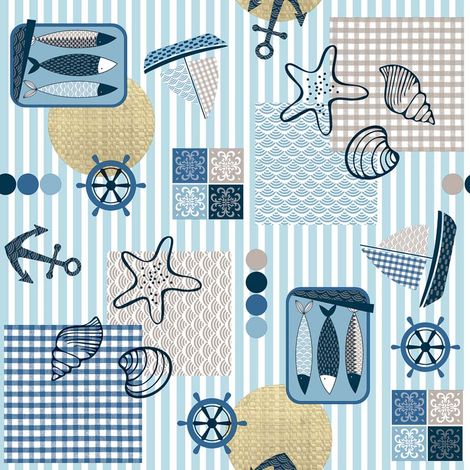 Toile Cirée Déco Pêcheur 140cm X 20m - Access Deco