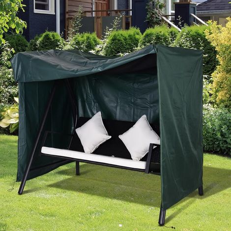 Housse de protection pour balancelle de jardin imperméable, anti-UV, respirante, avec fermeture éclair et fixation au sol, vert foncé, pour mobilier d'extérieur  CHICFURN (1/5)