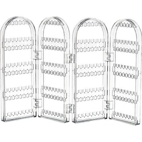 Soporte acrílico plegable para pendientes, colgador de joyas, organizador, soporte para collares, soporte de exhibición para pendientes de doble cara con 3 pliegues, 240 agujeros (1/4)