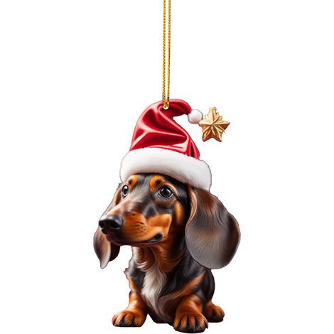 Adorno Colgante Perro Salchicha - Adorno para Árbol de Navidad - Decoración para Interior del Coche y Hogar - Unidad (1/5)