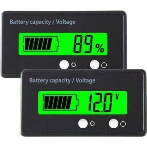 Compteur de Batterie DC 12V, Tension de Capacité de Batterie, Moniteurs de Batterie,Testeur de Batterie au Plomb-Acide et au Lithium-Ion (Lumière Verte)- Testeur et détecteur de tension