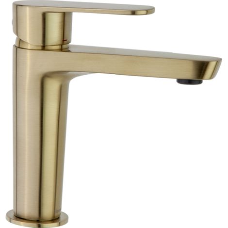 Grifo de Lavabo Monomando Oro Cepillado Mate con Sistema S2 de Ahorro de Agua Serie Alexia (1/5)
