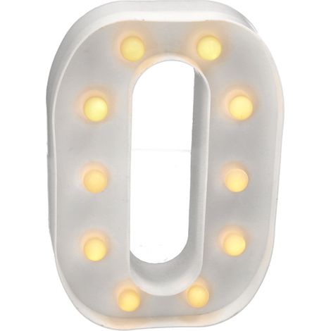 Jandei - Letras LED Letra O iluminadas luz blanca cálida altura 22cm con pilas 2xAA Letras LED